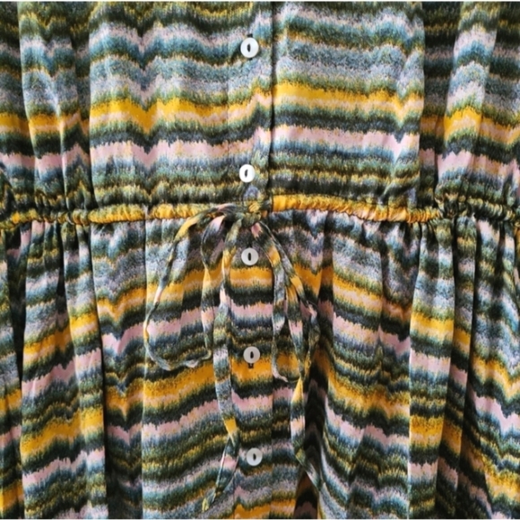 Jessica Simpson Shiloh dress size L button front ruffle hem V neck print NWT - Picture 9 of 14